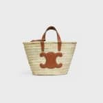 Celine Tan Raffia/Calfskin Teen Triomphe Classic Panier Bag