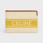 Celine Yellow/Tan Plein Soleil Textile Large Pouch Bag