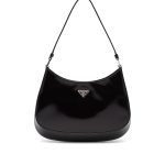 Prada Black Brushed Leather Cleo Shoulder Bag