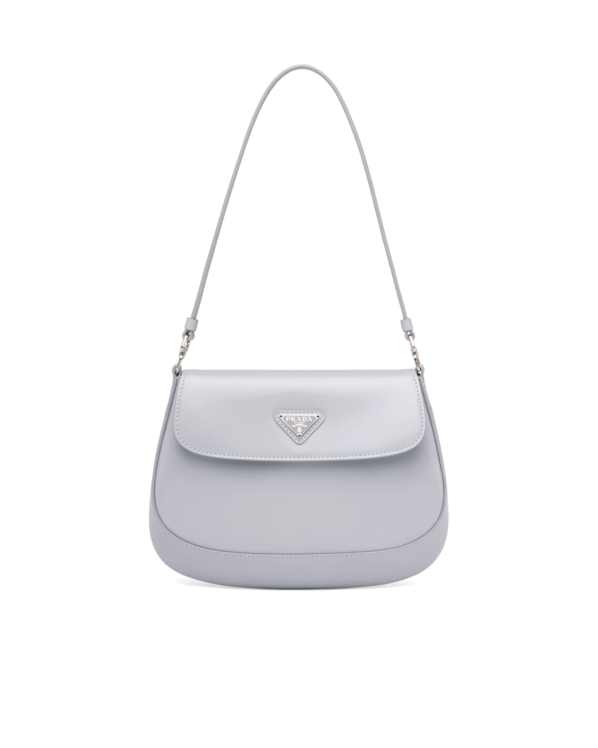 Prada Cleo Brushed Leather Shoulder Bag With Flap White 