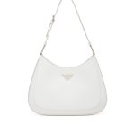 Prada White Brushed Leather Cleo Large Shoulder Bag