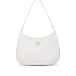 Prada White Brushed Leather Cleo Shoulder Bag