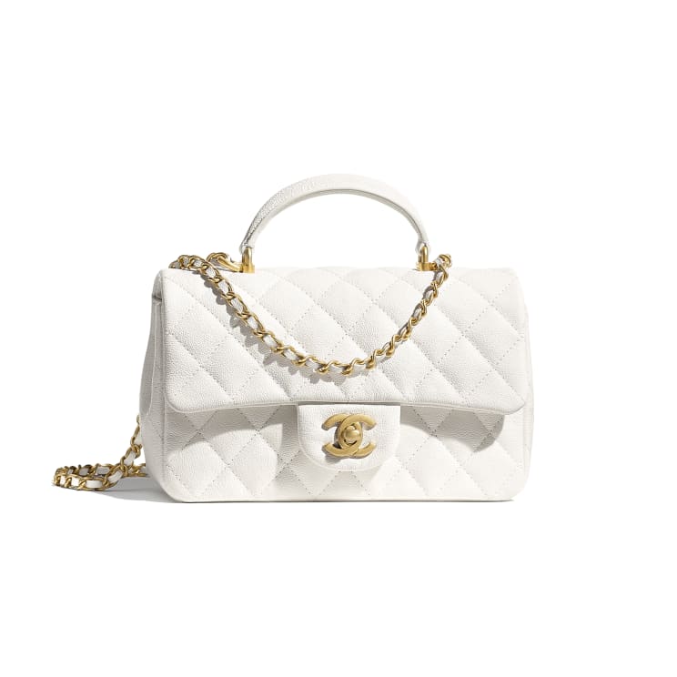 Chanel Large Flap Bag with Top Handle 2022-23FW, White, One Size