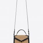 Cassandra Mini Top Handle Bag in Raffia and Leather Natural