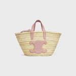 Celine Classic Teen Triomphe Basket in Raffia Bag Vintage Rose