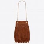 Grace Small Fringed Hobo Bag in Raffia and Suede Cinnamon