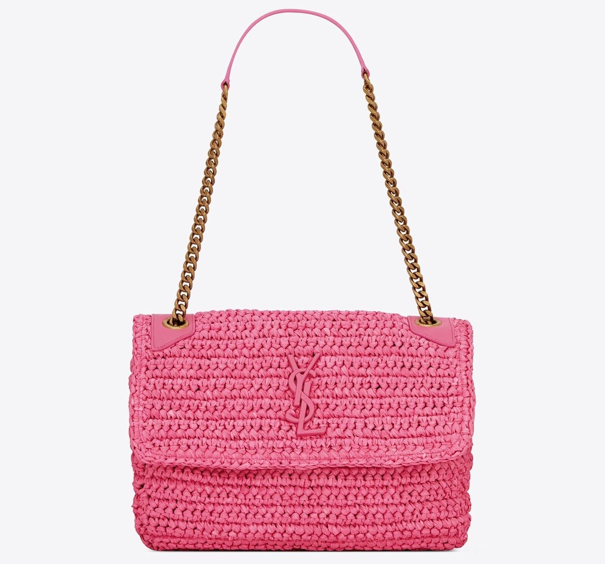 Saint Laurent Cassandra Mini YSL Raffia Top-Handle Bag in 2023