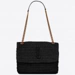 Niki Medium in Raffia and Leather Black