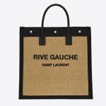 Rive gauche large tote bag in embroidered raffia and leather