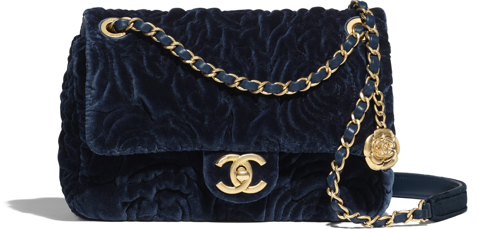 Chanel Velvet Navy Camellia Mini Bag - Prefall 2021