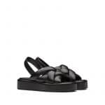 Prada Black Nappa Leather Flatform Sandals