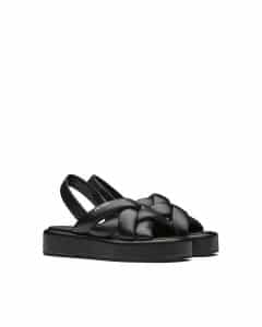 Prada Black Nappa Leather Flatform Sandals