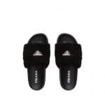 Prada Black Shearling Slides