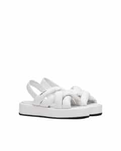 Prada White Nappa Leather Flatform Sandals