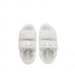 Prada White Shearling Slides