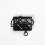 Chanel Black Patent Calfskin Classic Flap Card Holder With Chain