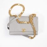 Chanel Gray Grained Calfskin & Gold-Tone Metal Flap Bag