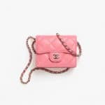 Chanel Light Pink Classic Flap Card Holder With Chain