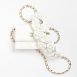 Chanel White Clutch with Floral Chain