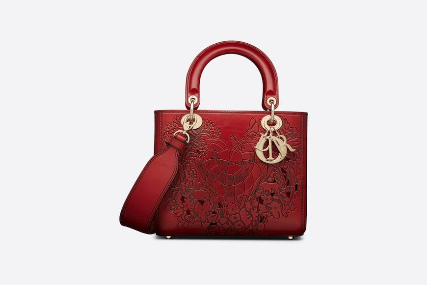 sac a main christian dior frame cuir plisse rouge