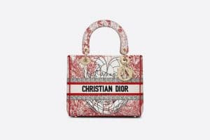 Dior Red and White D-Royaume Medium D-Lite Bag
