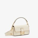 Fendi White Leather Metal Stitch Baguette