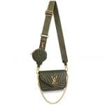 LOUIS VUITTON New Wave Chain Bag MM Khaki Cowhide