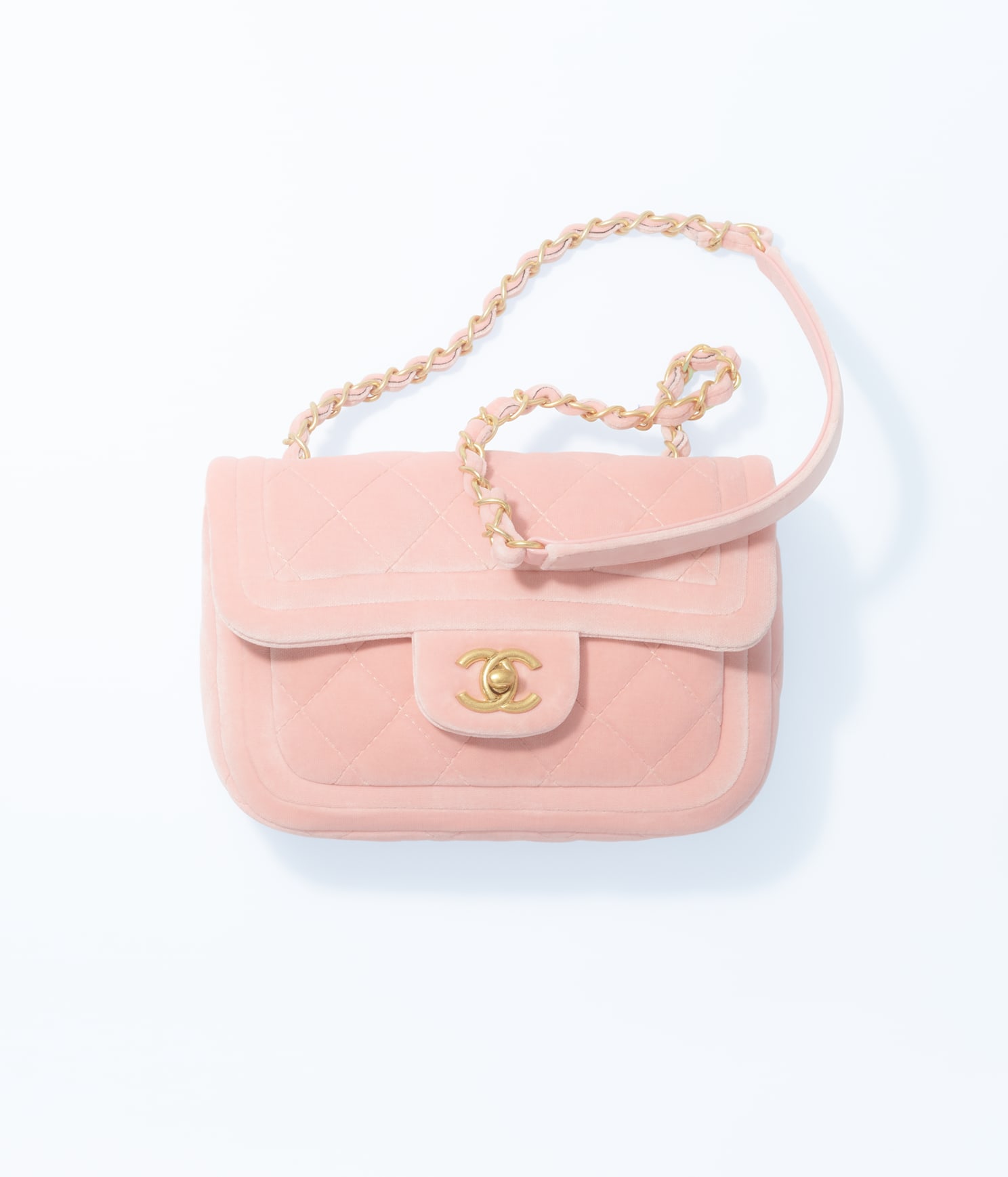 Chanel Light Pink Velvet Mini Flap Bag