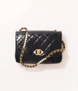 Chanel Small Flap Bag Imitation Pearls Black