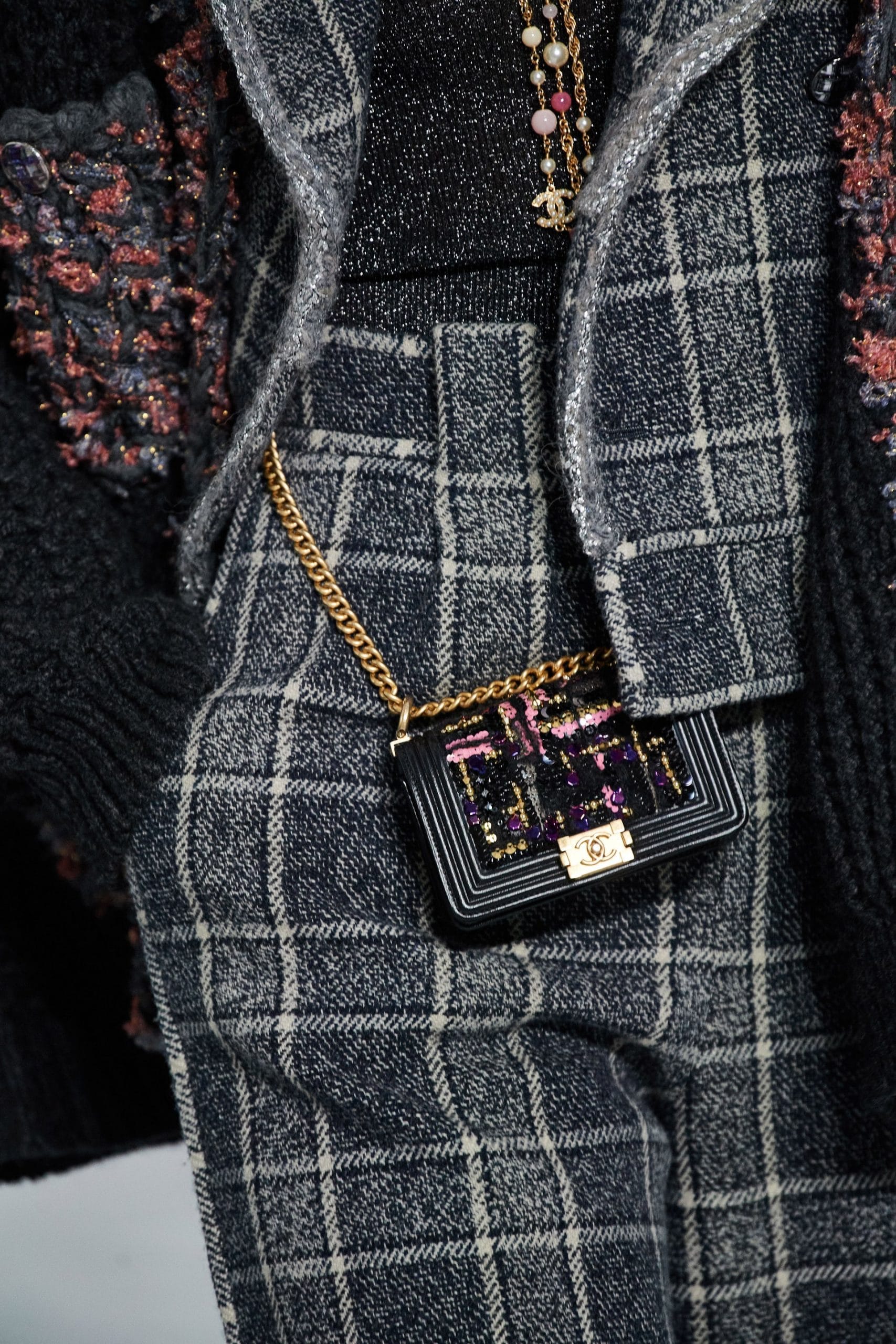 Beaded Sequined Chanel Mini Boy Bag