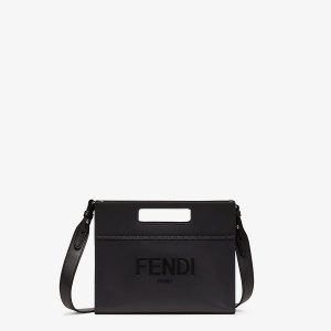 Black Leather Fendi Mini Shopper Bag
