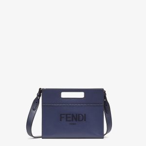 Blue Leather Fendi Mini Shopper Bag