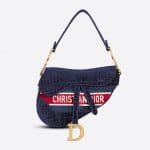 Blue Velvet Crocodile Effect Dior Saddle Bag