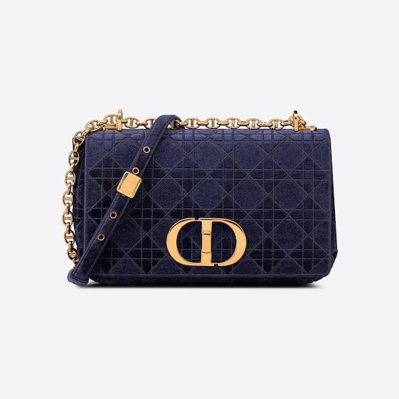 Blue Velvet Medium Dior Caro Bag