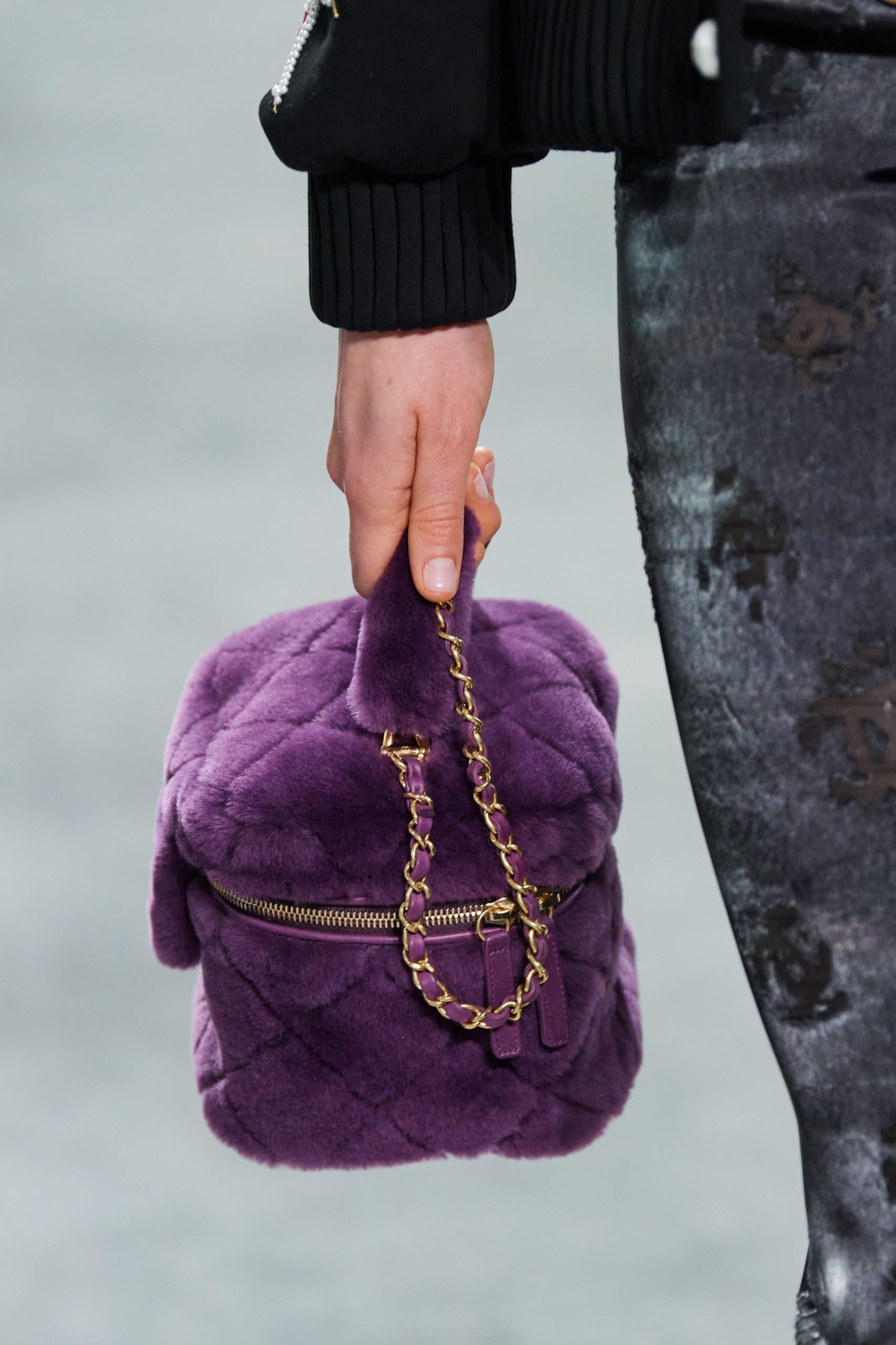 Chanel Purple shearling vanity bag