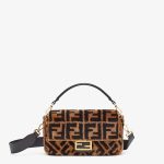 Fendi Brown Sheepskin Baguette Bag