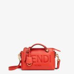 Fendi Orange Leather By the way Mini Boston Bag