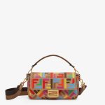 Multicolor Fendi FF Canvas Baguette Bag