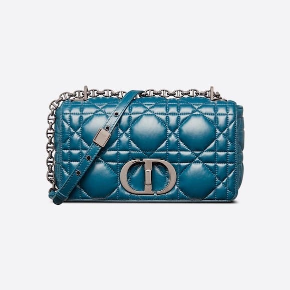 Steel Blue Medium Dior Caro Bag