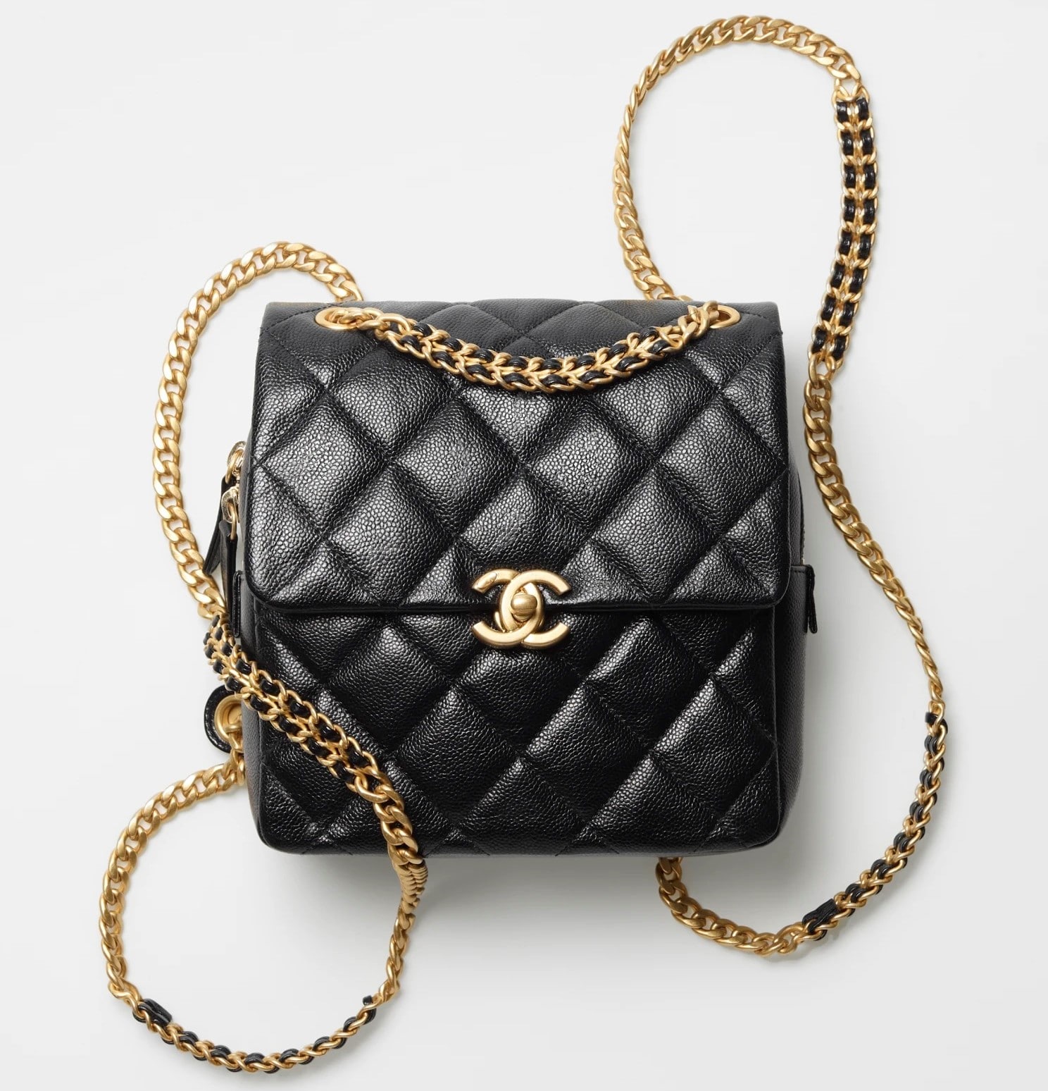 Chanel Black Grained Calfskin Backpack
