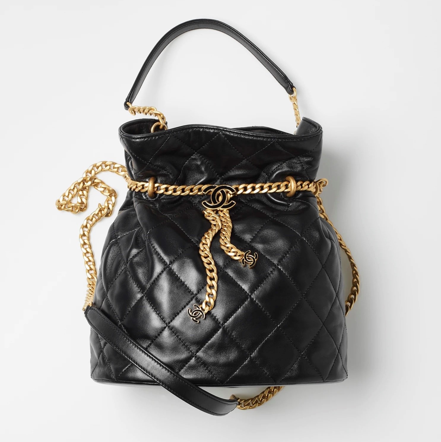 Chanel Black Lambskin Bucket Bag