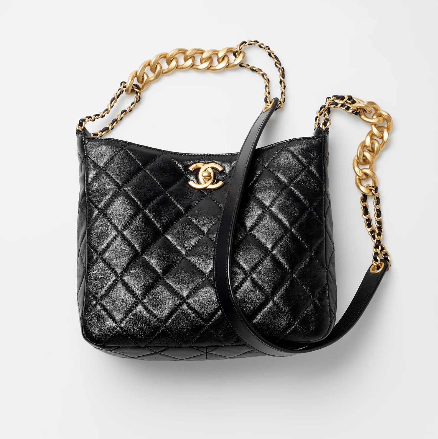 Chanel Black Lambskin Hobo Handbag