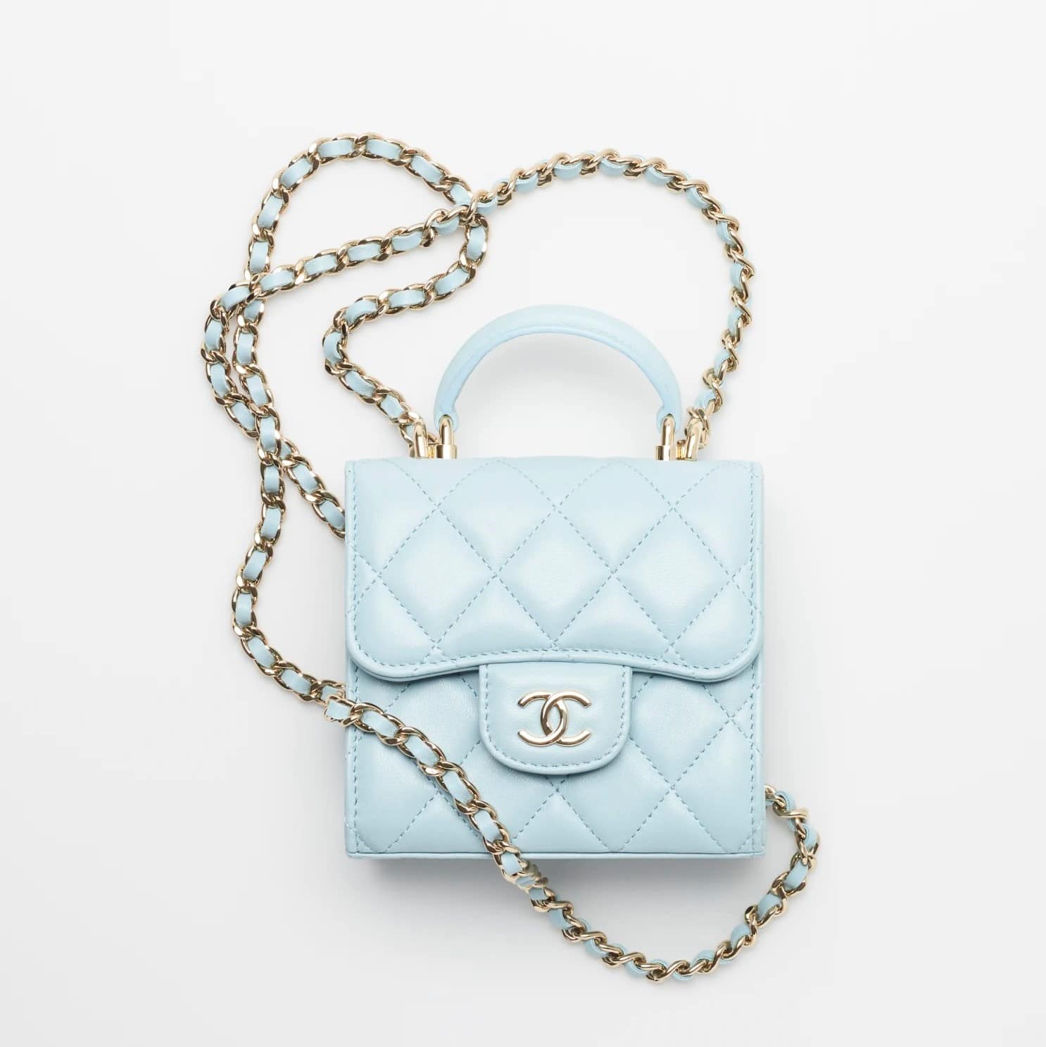 Chanel Light Blue Clutchwith Chain