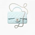 Chanel Light Blue Top Handle Mini Flap Bag