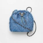 Chanel Printed Denim Blue Multicolor Bucket Bag