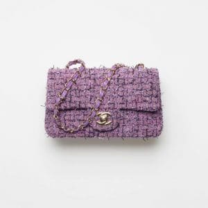 Chanel Purple Black Tweed Mini Flap Bag