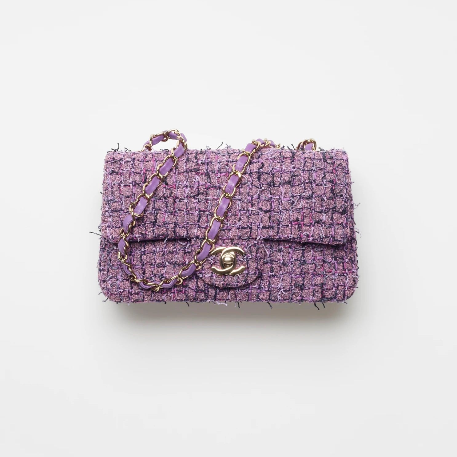 Chanel Purple Black Tweed Mini Flap Bag