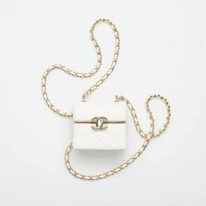 Chanel White Airpods Case With Chain