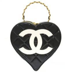 CHANEL Lambskin Quilted CC In Love Heart Bag Black 1314678